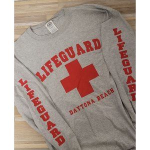 Daytona Beach Lifeguard Long Sleeve T-Shirt, Grey, Size Medium on Delta Magnum W